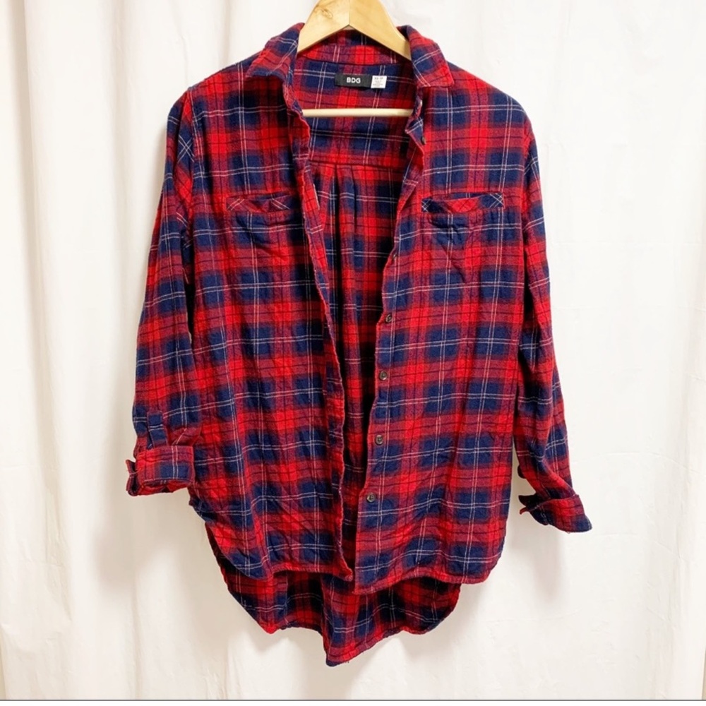 BDG plaid boyfriend Button-Up Shirt